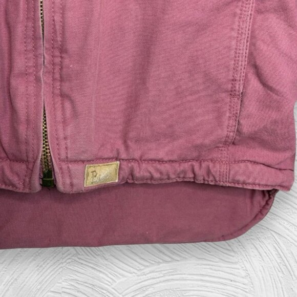Vintage Berne pink canvas sherpa lined hooded workwear jacket women’s L - Picture 6 of 10
